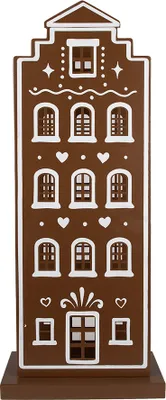 Produktbild von Clayre & Eef Lebkuchenhaus mit LED 31x16x75 cm Braun Metall