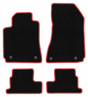 Obrázok produktu pre Velúrové autokoberce pre: Alfa Romeo Brera 2005-2010 (kupé) – sada 4 ks, čierno-červené, na mieru – Wielganizator CARLUX