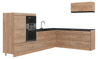 Obrázok produktu pre Rohová kuchyňa Vicco Fame-Line Dub Goldkraft/Dub Goldkraft 327 x 227 cm bez pracovnej dosky, Model 64395