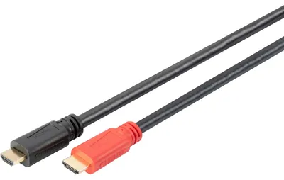 Produktbild von Digitus HDMI High Speed Anschlusskabel mit Ethernet und Signalverstärker, 10 m, HDMI Typ A (Standard), HDMI Typ A (Standard), 3840 x 2160 Pixel, Schwarz