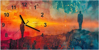 Produktbild von Wanduhr aus Glas mit Motiv Abstrakte Sonnenaufgang- 60 x 30 cm - inkl. Aufhängesystem