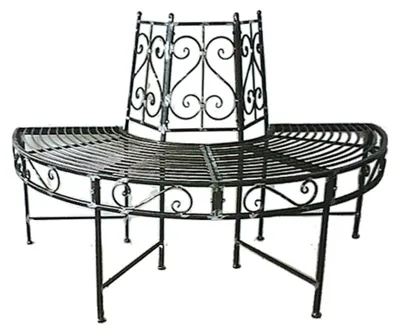 Produktbild von Jardinion Baumbank-Halbkreis Sitz Gartenbank 124 x 63 x 82cm Pulverbeschichtet Rost-Optik Anthrazit, Sitzbank, Gartensitzbank, runde Bank, wetterfest, Metallbank, Eisenbank