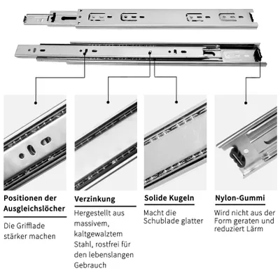 Produktbild von Schubladenauszug Schubladenschienen Teilauszug Kugelführung Länge 300mm