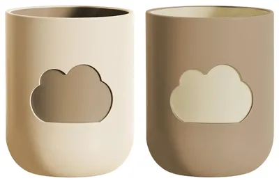 Productafbeelding van Tandenborstelbekers, 2 Stuks, Beige en Bruin