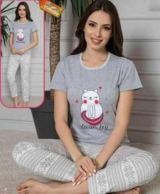 Immagine prodotto di Pigiama da donna pigiama grigio chiaro XXL corto 2 pezzi A-52