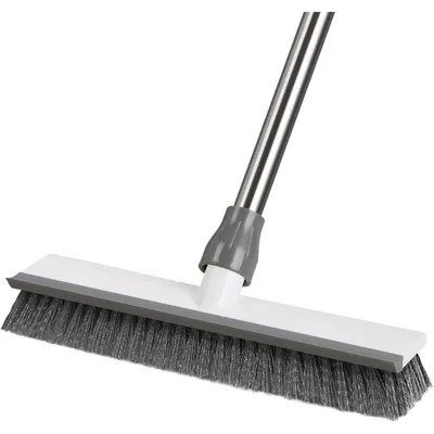 Image de Brosse à récurer les sols à long manche 128cm, 2 en 1 brosse à récurer les sols poils de raclette en caoutchouc