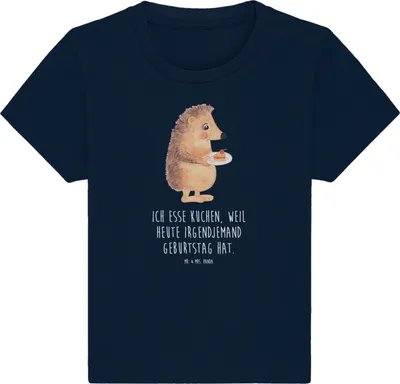 Produktbild von Mr. & Mrs. Panda Babyshirt Igel Kuchenstück 12. - 18. Monat - French Navy - Geschenk, Lustige Sprüche, Baby  Shirt, T-Shirt, Geburtstagskuchen, Kuchen, Backen, Kinder