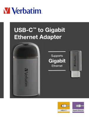Produktbild von Verbatim USB-C GIGABIT Adapter Ethernet 10 cm cable