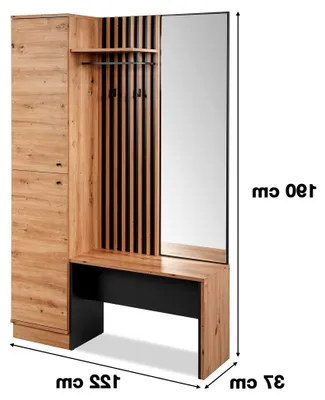 Produktbild von Garderobe mit Spiegel und Ablage - Schuhschrank und Flurgarderobe mit Haken und Sitzbank