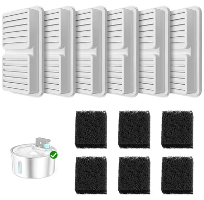 Ersatzfilter für Katzenbrunnen, 6 Aktivkohlefilter + 6 Schwämme