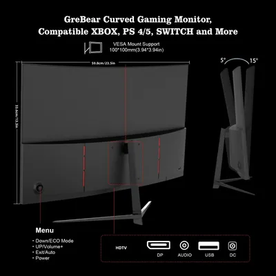 Image de Moniteur incurvé de 27 pouces - Moniteur gaming - Écran de jeu - Moniteur PC - Écran d'ordinateur