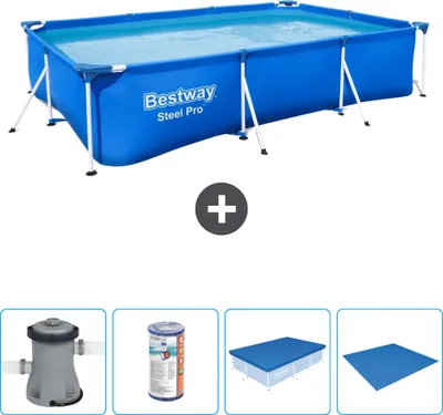 Obrázok produktu pre Obdĺžnikový bazén Bestway Steel Pro - 300 x 201 x 66 cm - modrý - vrátane čerpadla - filtra - krytu - plachty