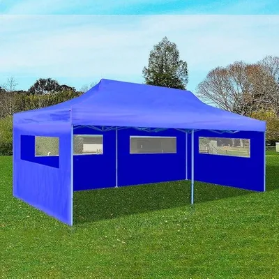 Produktbild von Partyzelt 3x6 m Pavillon Seitenteile Faltzelt Gartenpavillon Gartenzelt Bierzelt Faltpavillon (Blau)