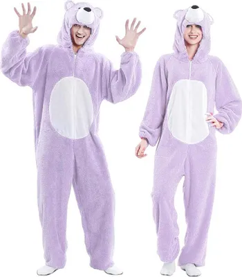 Produktbild von Plüsch-Bär-Kostüm für Erwachsene, flieder, Größe S, Fasching und Karneval