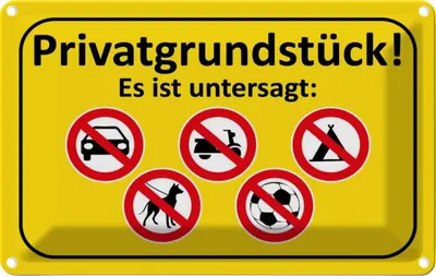 Produktbild von vianmo Blechschild 12x18 cm Privatgrundstück Es ist untersagt Warnschild Hinweisschild Sicherheit Vorsicht