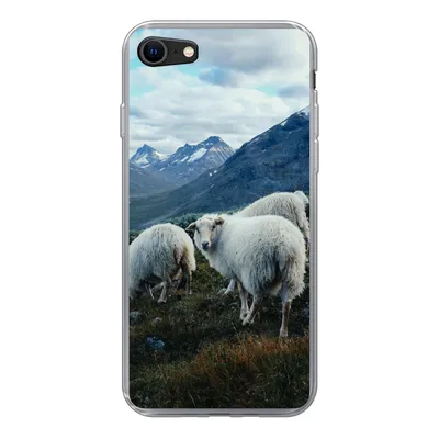 Produktbild von MuchoWow® Handyhülle Schutzhülle Hülle für iPhone 7 Schafe - Natur - Berge Silikon Softcase Handy Hülle - Kartenhalter