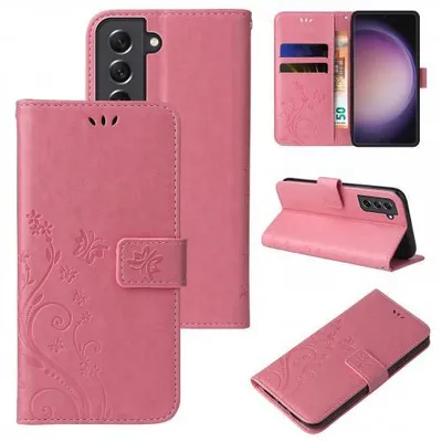 Produktbild von Kunstleder Flip-Hülle Floral für Samsung Galaxy S23 Serie - Farbe: Rosegold - Modellkompatibilität: Für Samsung Galaxy S23