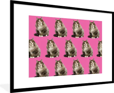 Produktbild von MuchoWow® MuchoWow® Gerahmtes Poster Tier - Muster - Rosa 90x60 cm - Poster mit zchwarzem Bilderrahmen - Wanddekoration - Fotos