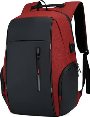 Produktbild von Laptop-Rucksack für 17-Zoll-Laptoptasche mit USB-Anschluss, modische, wasserdichte Rucksäcke,Rot