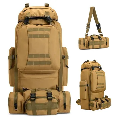 Produktbild von 100 Liter Wasserdichter 2 in 1 Rucksack für Herren - Großer Wanderrucksack, Reiserucksack & Trekkingrucksack für Camping, Travel & Wandern | Taktische