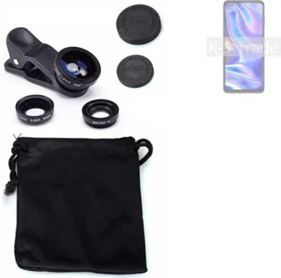 Produktbild von K-S-Trade Smartphone Kamera Linsen Set Kompatibel mit Motorola Moto One 5G 3in1 Clip-On Kamera Adapter Macro Weitwinkel FishEye Fischauge Objektiv