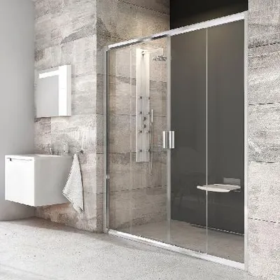 Obrázok produktu pre Ravak Blix - Sprchové dvere posuvné štvordielne BLDP4, 1570 mm – 1610 mm – farba lesklý hliník, sklo transparent 0YVS0C00Z1