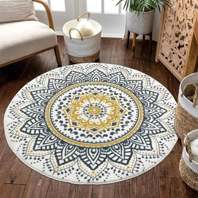 Productafbeelding van Rond tapijt 160 cm, zacht pluche, antislip, voor woonkamer