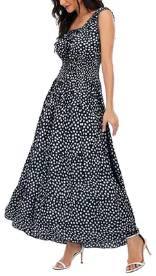 Productafbeelding van OSTOO Maxikleid voor dames, zomer, boho-stijl, bloemenprint, getailleerd, casual, zwierig