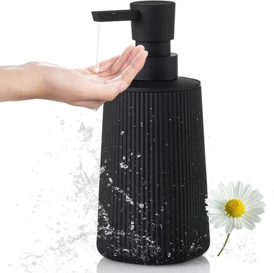 Zdjęcie produktu dla Ibenzoa® dozownik do mydła, czarny, 250 ml, z możliwością wielokrotnego napełniania, wykonany z wysokiej jakości tworzywa sztucznego, idealny do kuchni i łazienki