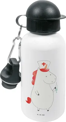 Produktbild von Mr. & Mrs. Panda Trinkflasche Einhorn Krankenschwester - Weiß - Geschenk, Unicorn, Krankenhaus, Kita, Ärztin, Kinder, Krankenpfleger, Wasserflasche, Krankenpflegerin
