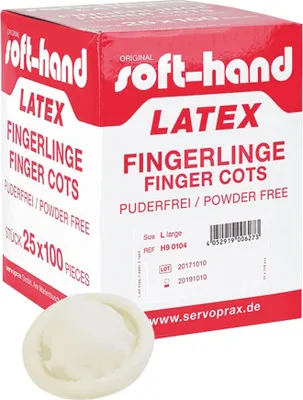 Produktbild von Latexové návleky na prsty - bez pudru - GR 5 (100 ks)