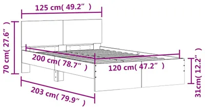 Produktbild von vidaXL Bettgestell mit Kopfteil LED-Beleuchtung Weiß 120x200 cm