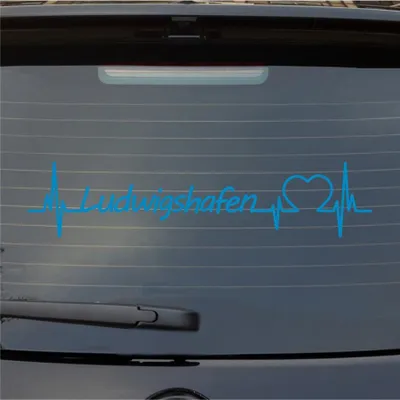 Produktbild von Heckscheibenaufkleber Ludwigshafen Herzschlag Puls Stadt Liebe 55x12 cm Hellblau Auto Aufkleber Sticker