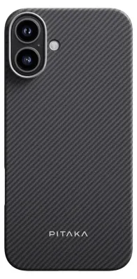 Produktbild von PITAKA Ultra Slim Twill Case kompatibel mit iPhone 16 Plus Schwarz/Grau