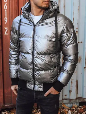 Productafbeelding van Dstreet Herenwinterjas met capuchon, model Klemens, zilverkleurig, maat XXL