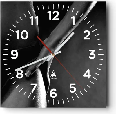Produktbild von Wanduhr - Quadrat - Glasuhr - Frau Modell erotisch - 30x30cm - Schleichendes Uhrwerk - Lautlos - zum Aufhängen bereit - Dekoration Modern - Wanddekoration aus Glas - C4AC30x30-1370
