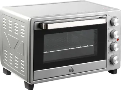 Zdjęcie produktu dla Fortuna Lai Mini piekarnik 32 l, 1600 W, piekarnik elektryczny z tacką na popiół, stal nierdzewna i szkło, srebrny, 52,2 x 38,1 x 33,5 cm