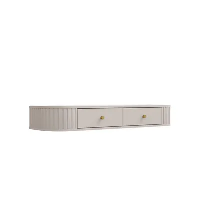Produktbild von Schminktisch OVARO 123 cm mit Schublade und Ablage – Moderner Frisiertisch für Schlafzimmer und Ankleidezimmer – Beige