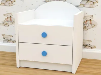 Image de Happy Babies - Table de chevet pour enfants Table d'appoint avec tiroir, chambre à coucher & chambre d'enfant, blanc, bois coloré blanc - bleu | Cadeau pour garçon | 27x34x40 (bleu)