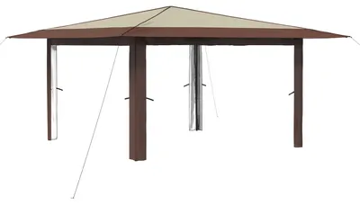 Image de Pavillon sans parois latérales, dimensions 4 x 4 mètres, couleur crème et marron