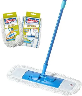 Obrázek produktu pro Multifunkční mop z mikrovlákna na podlahy - Extra plochý mop s nastavitelnou délkou (80-140 cm)