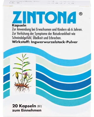 Produktbild von Zintona Kapseln zur Verhütung der Symptome der Reisekrankheit, 20 St. Kapseln
