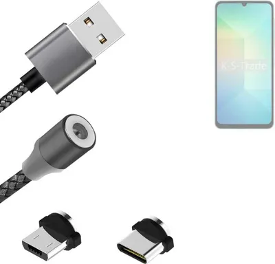 Produktbild von K-S-Trade Hochwertiges Magnet-Lade-kabel Sync-Kabel Daten-Kabel kompatibel mit Samsung Galaxy A06 mit USB-Typ-C-Anschluss und Micro-USB-Anschluss 2A
