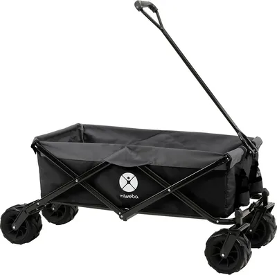 Produktbild von Miweba Faltbarer Bollerwagen MB-30 - 120 Kg Traglast -Ziehstange - Klappbar - Handwagen faltbar - Breite Reifen - Gartenwagen - (Schwarz)