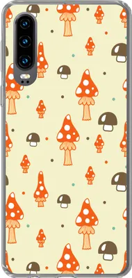 Produktbild von MuchoWow® Handyhülle Schutzhülle Hülle für Telefoonhoesje Huawei P30 Muster - Pilz - Orange Silikon Softcase Handy Hülle - Kartenbesitzer