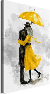 Produktbild von Vlies Leinwandbild - Under Yellow Umbrella (1 Part) Vertical 40x60 cm Menschen h-C-0211-b-a