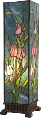 Immagine prodotto di Lampada da tavolo Tiffany Clayre & Eef 17x17x58 cm Tulipani in vetro rosa verde