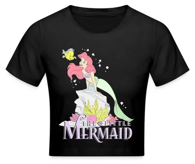 Produktbild von Arielle Die Kleine Meerjungfrau Auf Felsvorsprung Crop Top, XS, Schwarz