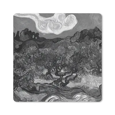 Produktbild von MuchoWow® Mauspad Mousepad Olivenbäume - Vincent van Gogh - Schwarz - Weiß 20x20 cm - Mousepads - Maus Mat - Pad - Mausunterlage - Desk Mat - Bureauartikeln
