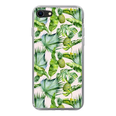 Produktbild von MuchoWow® Handyhülle Schutzhülle Hülle für iPhone 8 Blätter - Ananas - Muster Silikon Softcase Handy Hülle - Schutzhaube